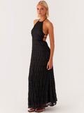 Midnight Textured Halter Maxi Dress