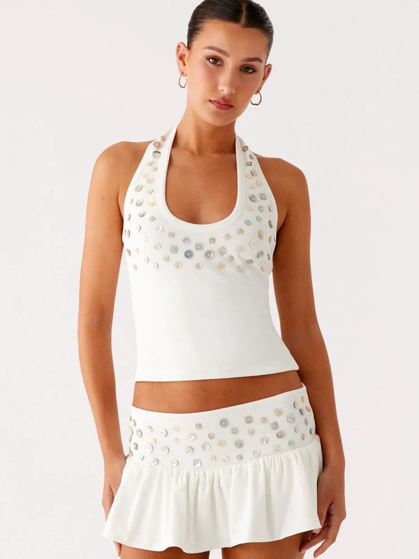 White Eyelet Two-Piece Set