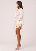 Champagne Draped Tie-Waist Mini Dress