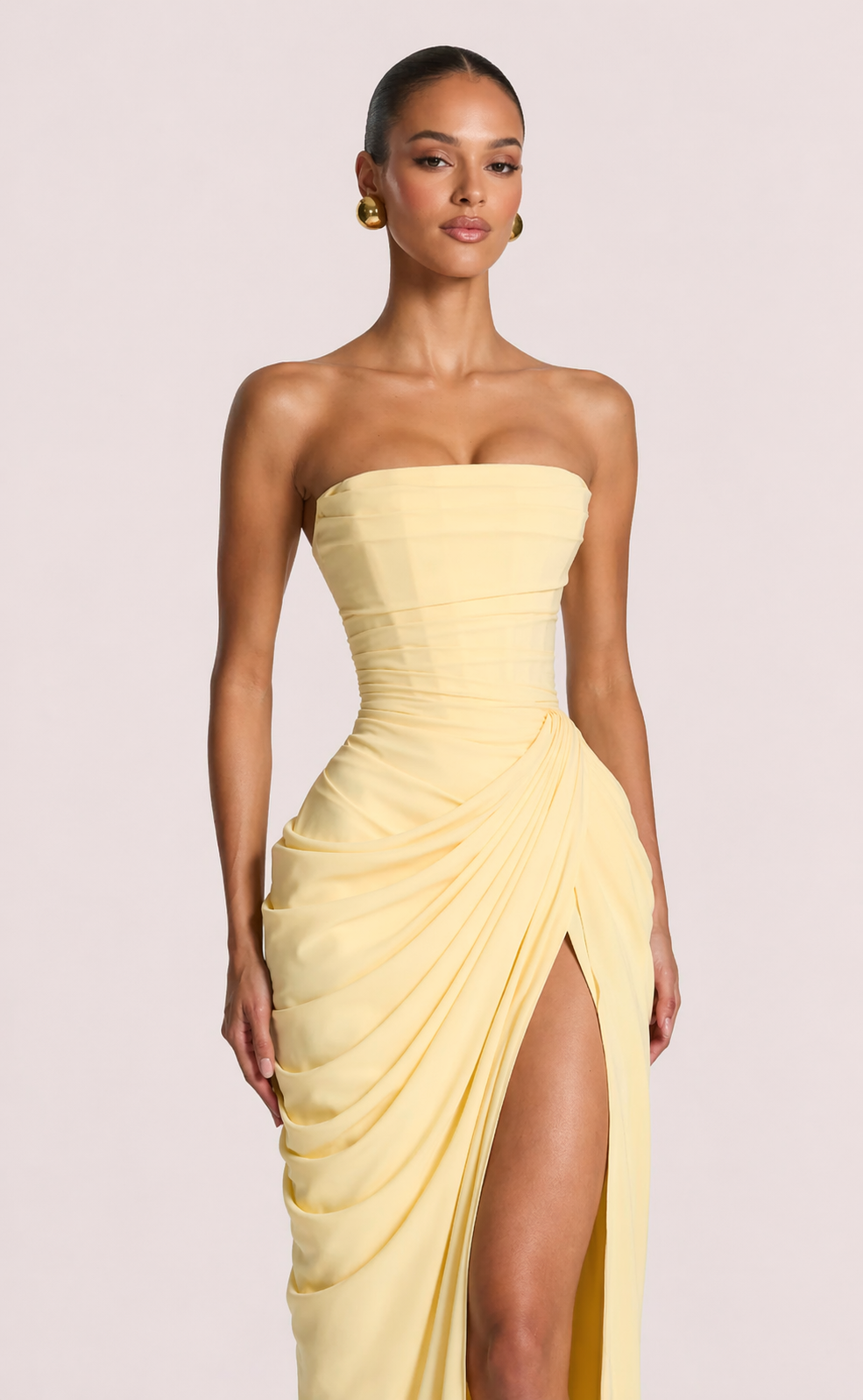 Lemon Sculpt Strapless Maxi Dress