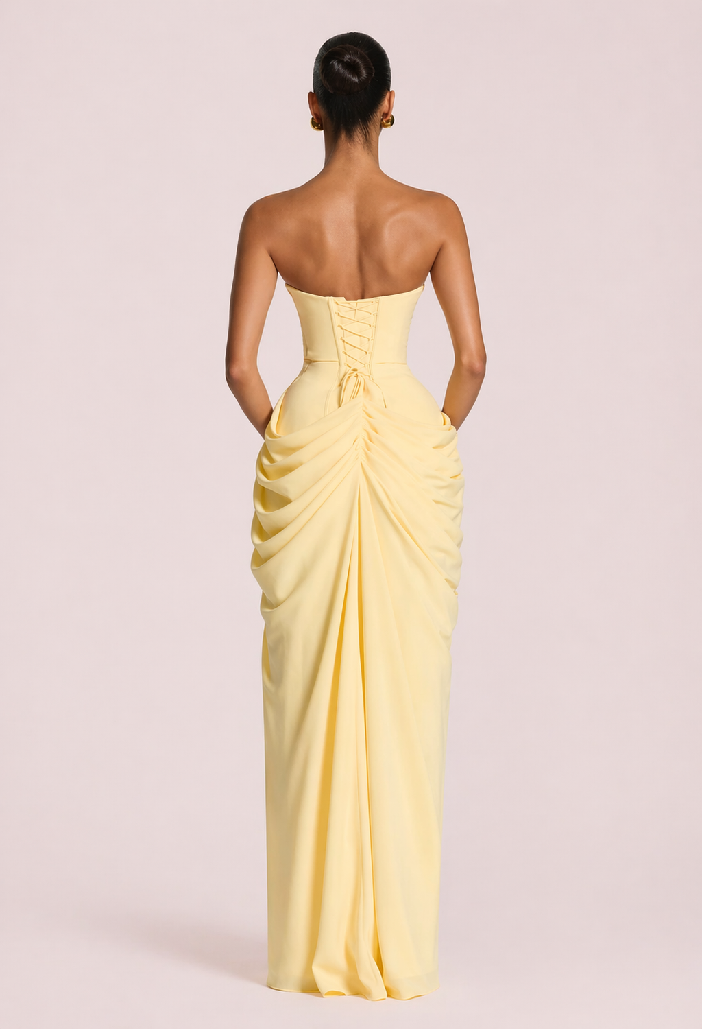Lemon Sculpt Strapless Maxi Dress