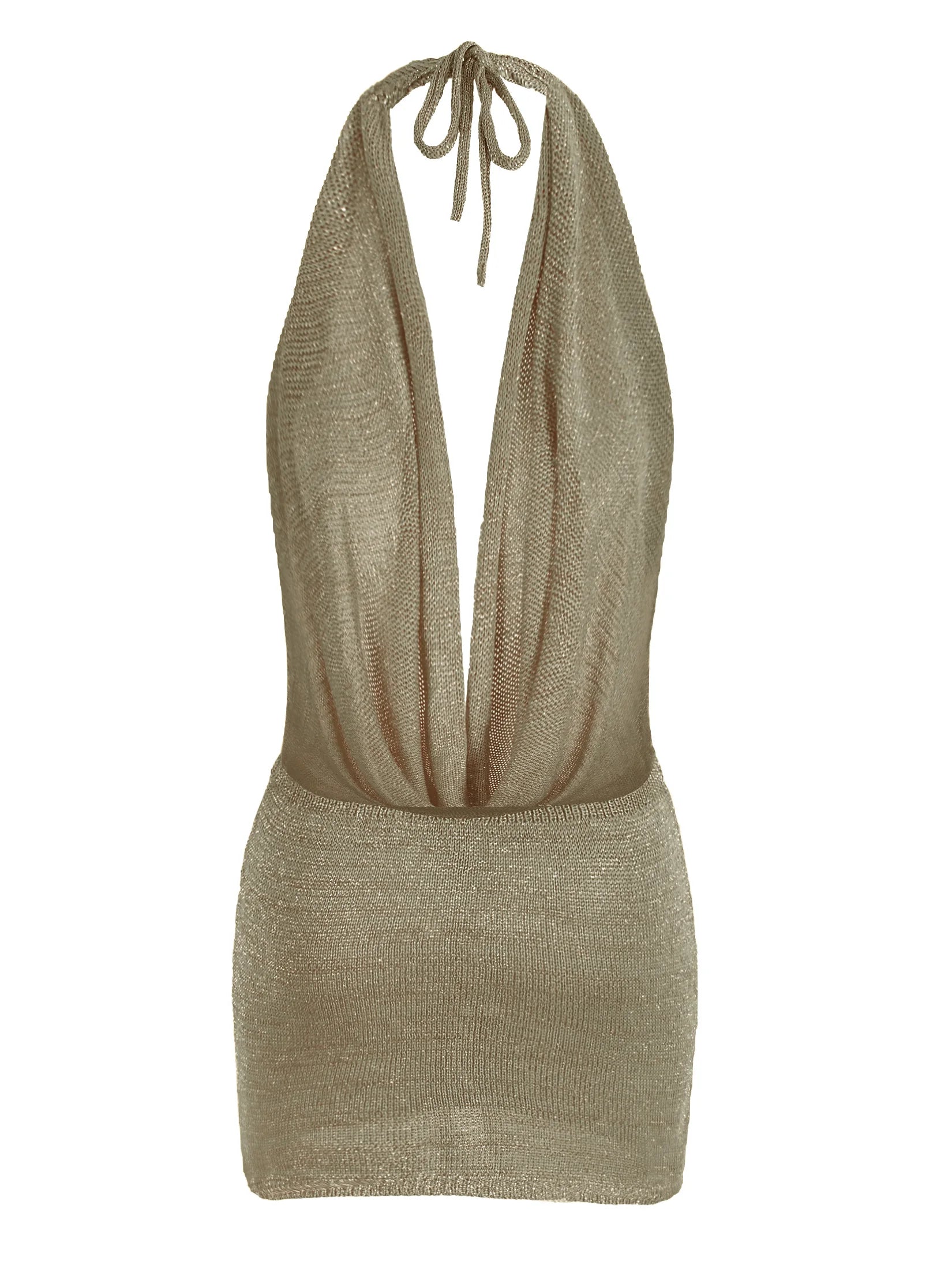 Gold Shimmer Halter Mini Dress