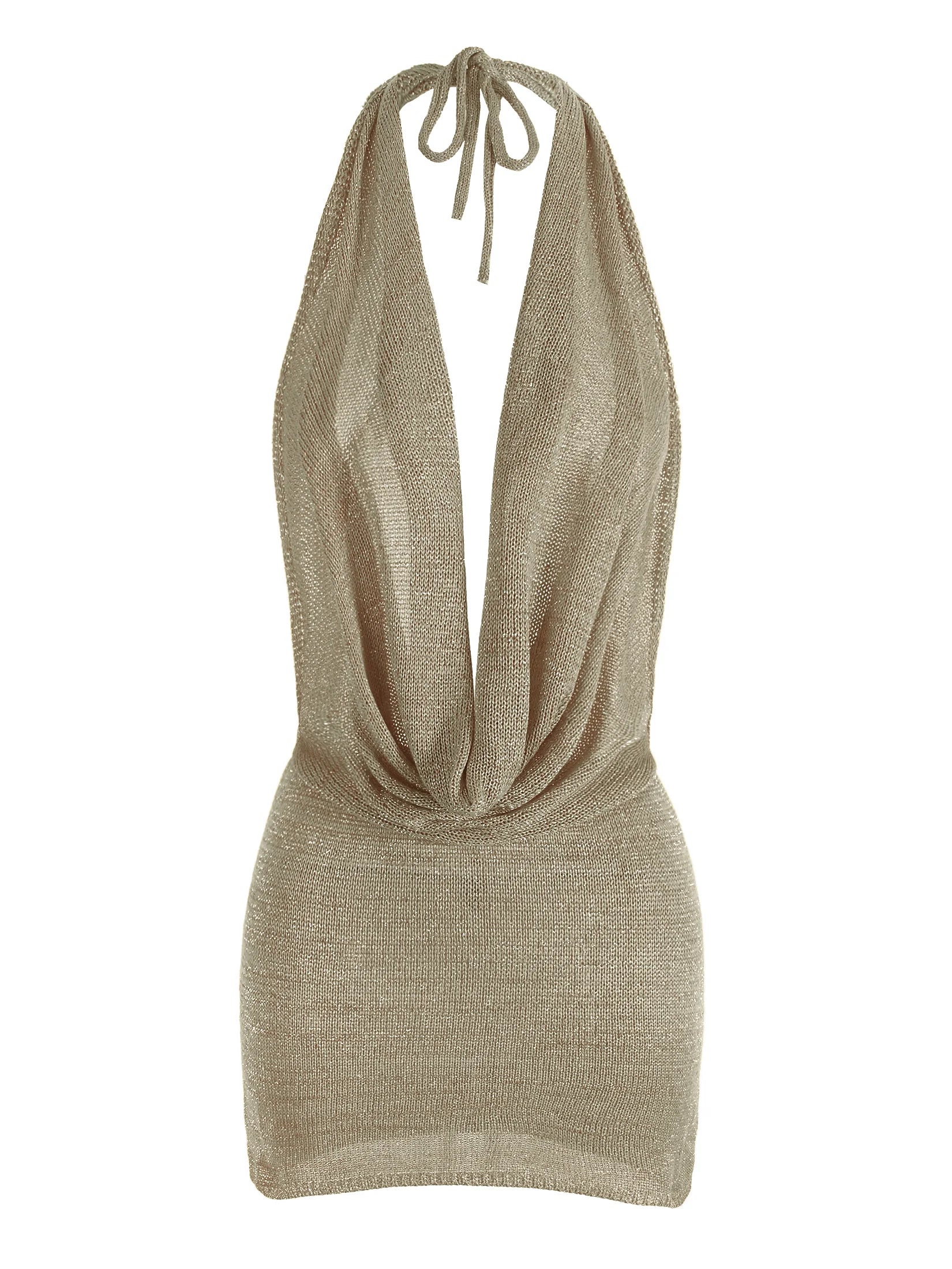 Gold Shimmer Halter Mini Dress