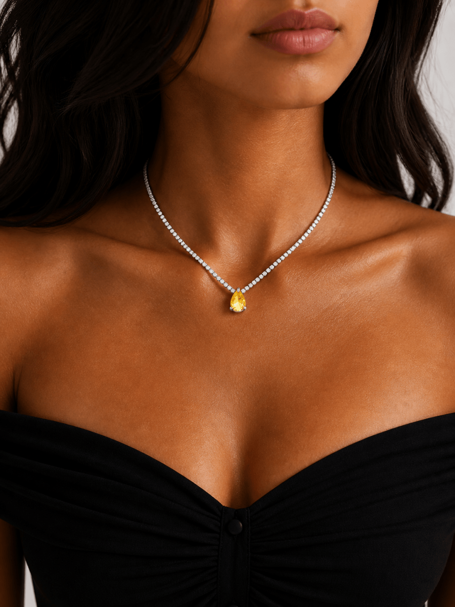 Citrine Drop Tennis Necklace - ÉCLAT MARBELLA